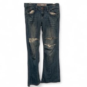 Y2K Mossimo Lace Panels Low Rise Boot Cut Jeans